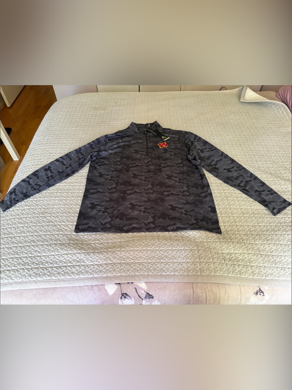 Antigua Men's Gray Black Camo Quarter-Zip Pullover